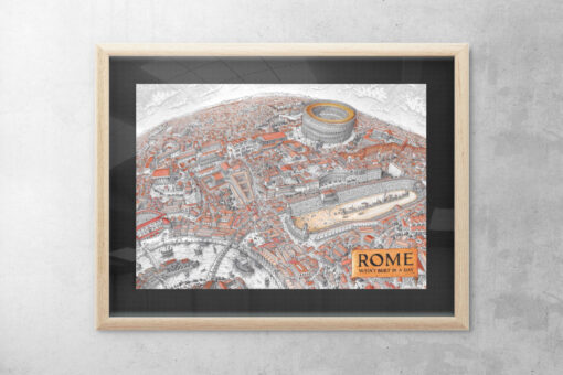 Map of Rome Art Printed in a Frame