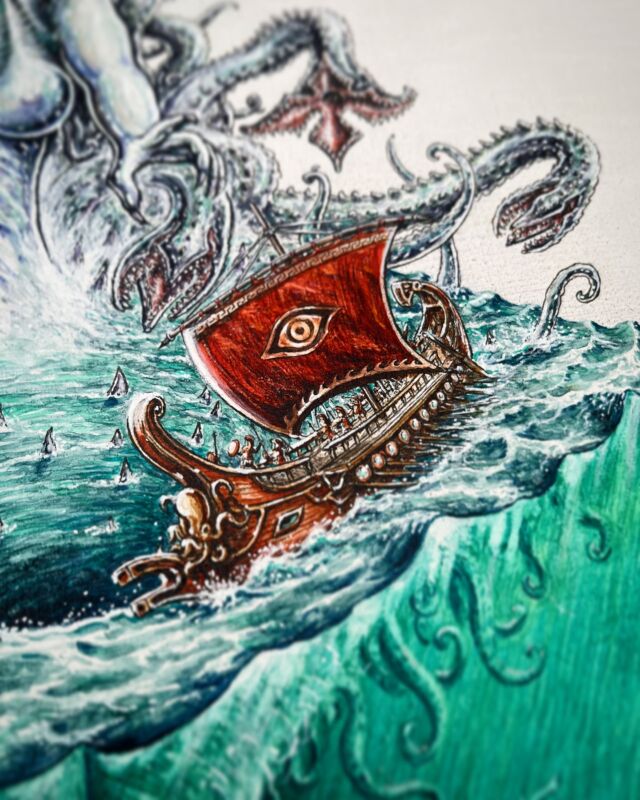 The odyssey returns! Stay tuned for the drop on my latest “Tales of the Mariner” series. Row boys, row!
🌊 🔱 🌊
#Odyssey #GreekOdyssey #TheOdyssey #Odysseus #Greek #Mythology #Mariner #TalesOfTheMariner #Copic #PenArt #PenAndInk #jeff_murray_art